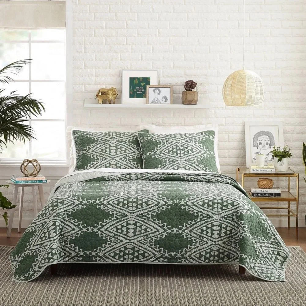 NWT King 3pc Aisha Quilt Set Green - Jungalow by Justina Blakeney